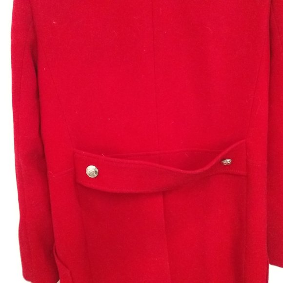 Gucci Red Dress Coat Women Gold Button Down 100% Wool Size 44 Excellent Shape - Picture 7 of 16